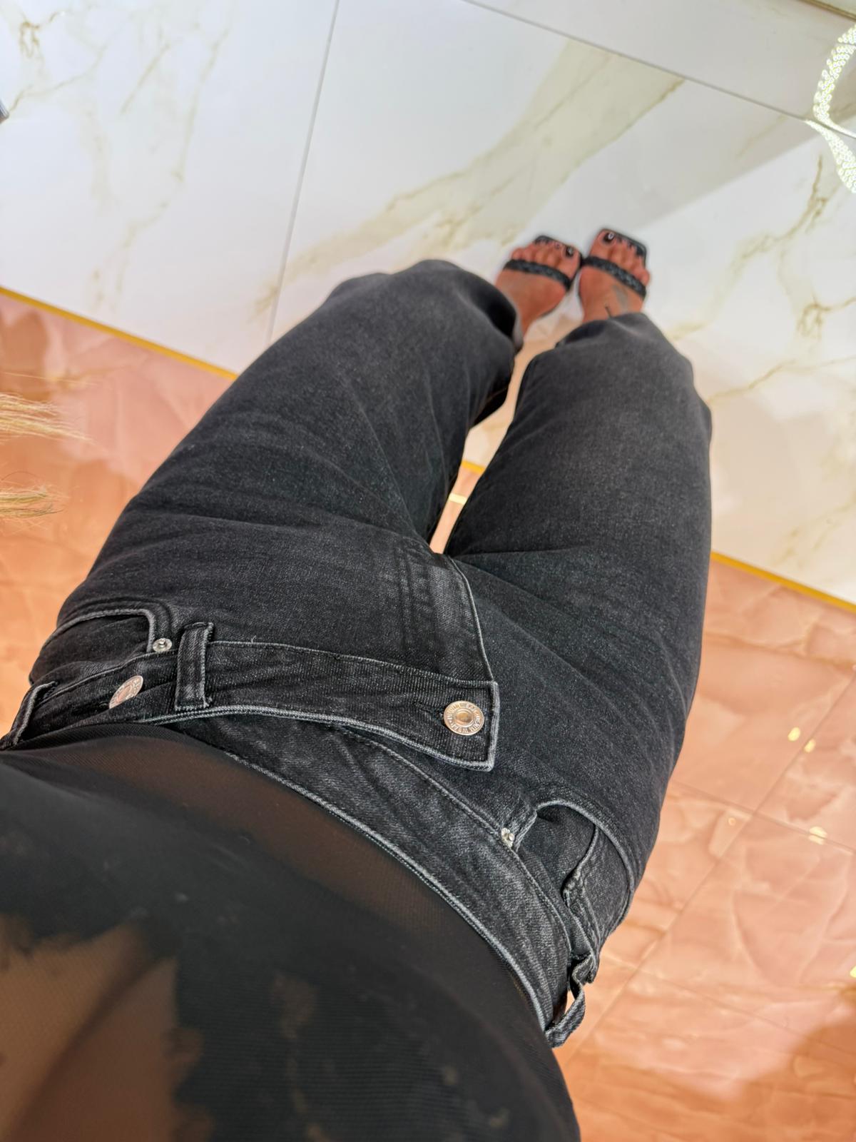 Jeans Asimmetrico Mood Zara Nero ♡