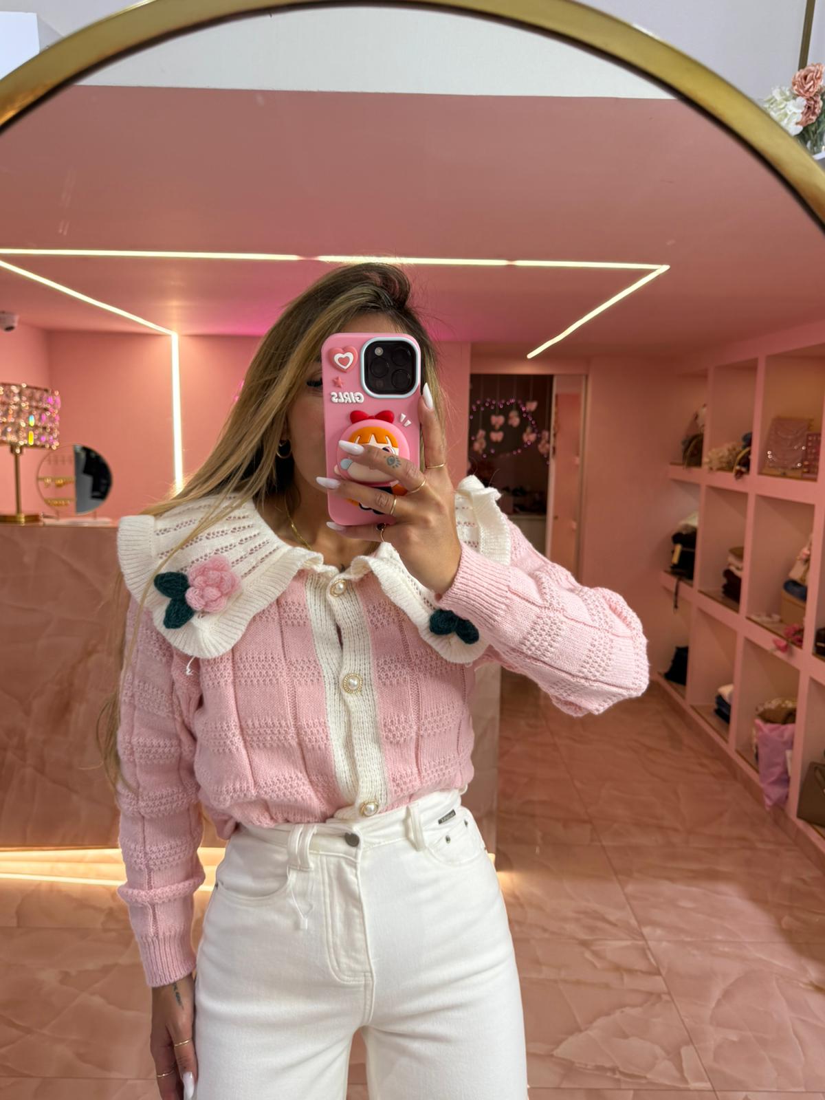 Maglioncino Cardigan Collettone Rosa ♥