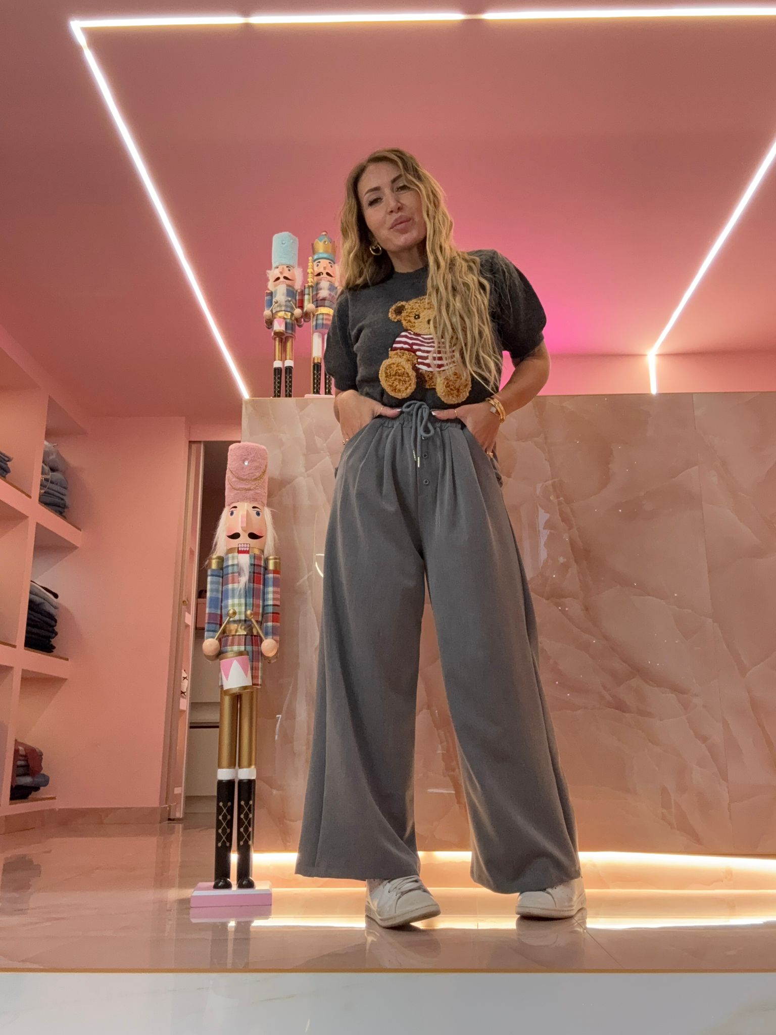 Il Pantalone Con I bottoncini Grigio ♥