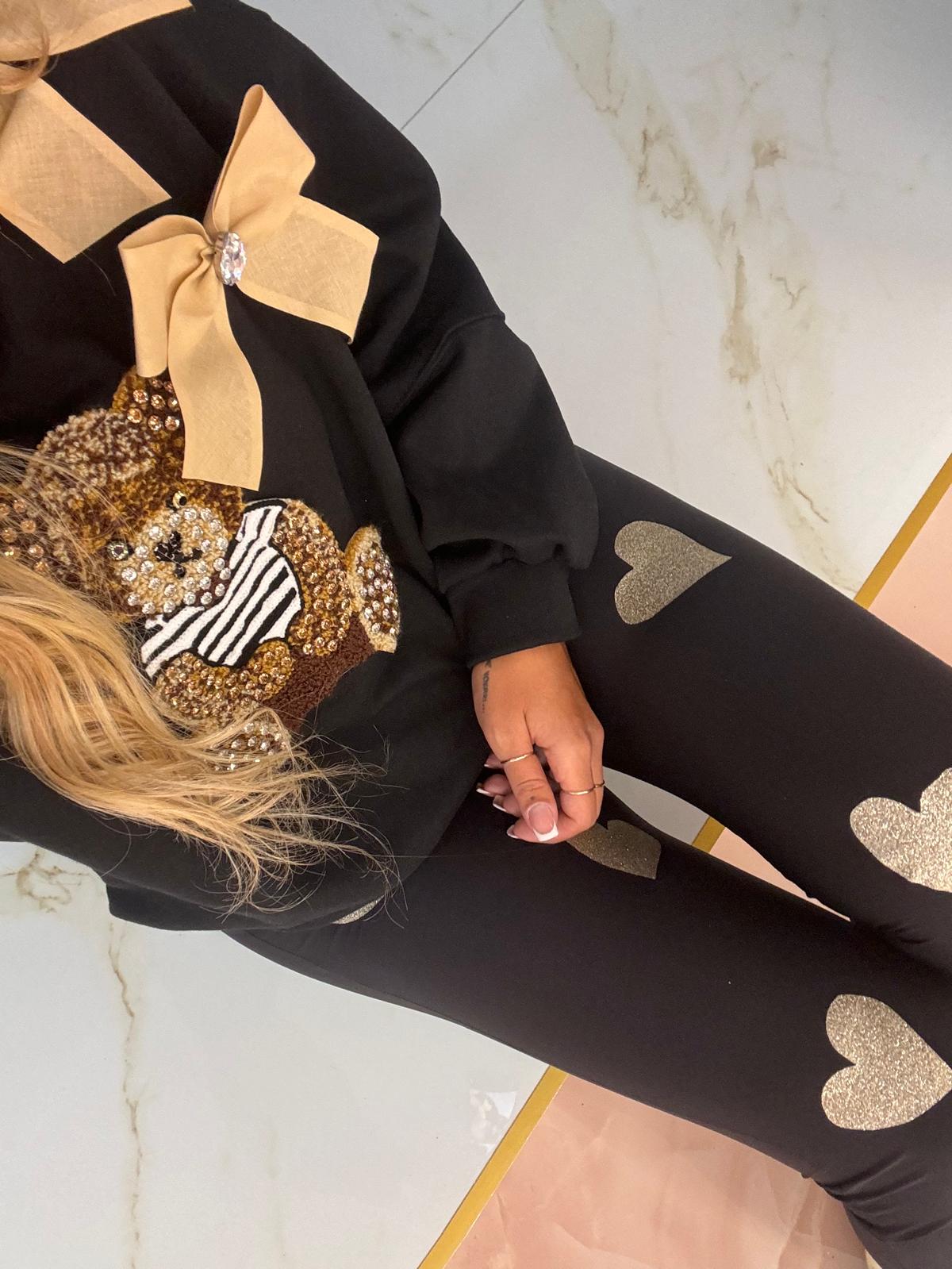 Legging Heart Base Nera Cuori Oro ♥