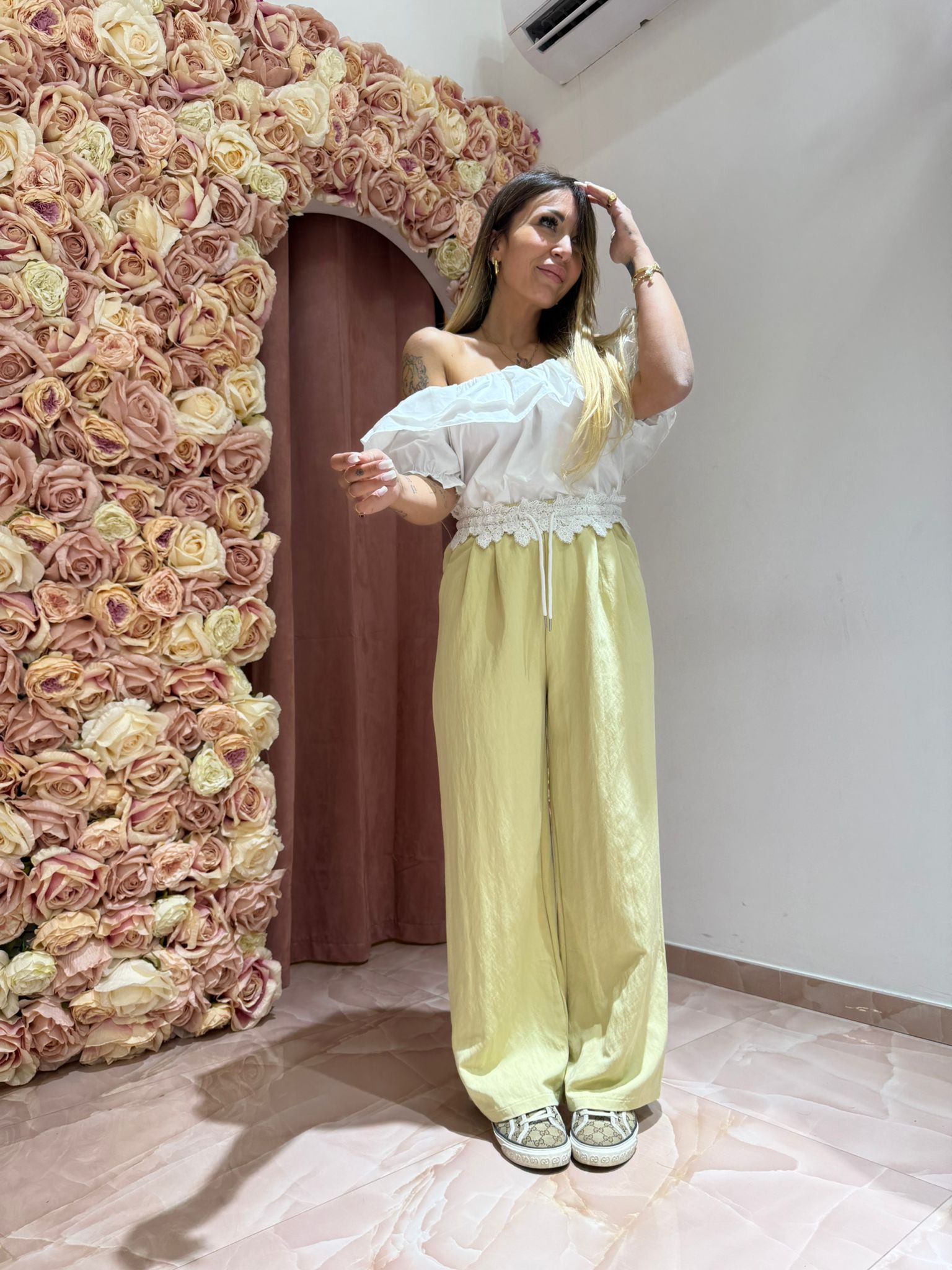 Pantalone Bustino Pizzo In Giallo ♥