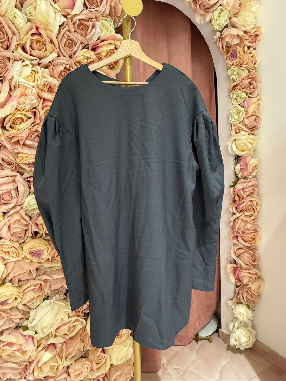 Dress In Camicia Grigio Balloon