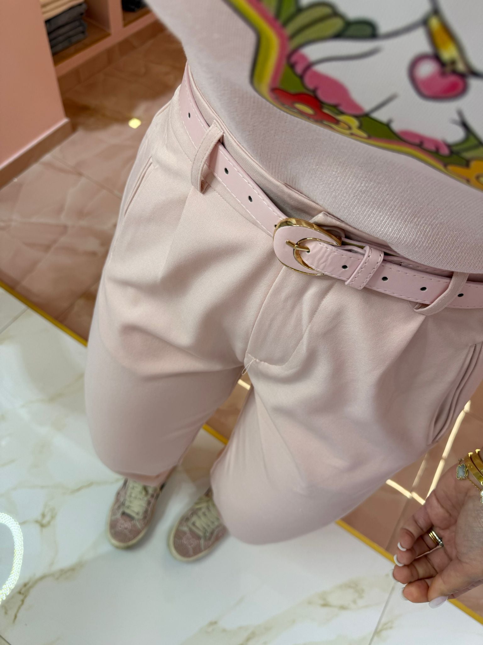 Pantalone Cinturino Rosa Cipria ★