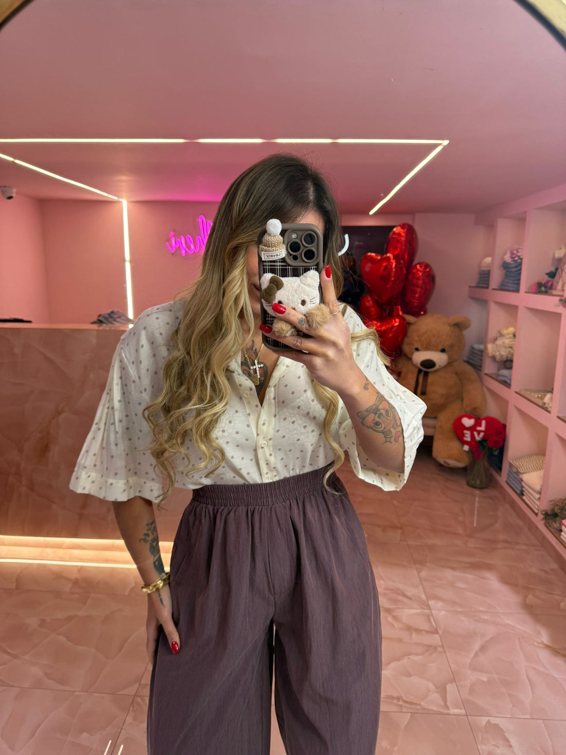 Camicia Rosa & Latte Pois ♥