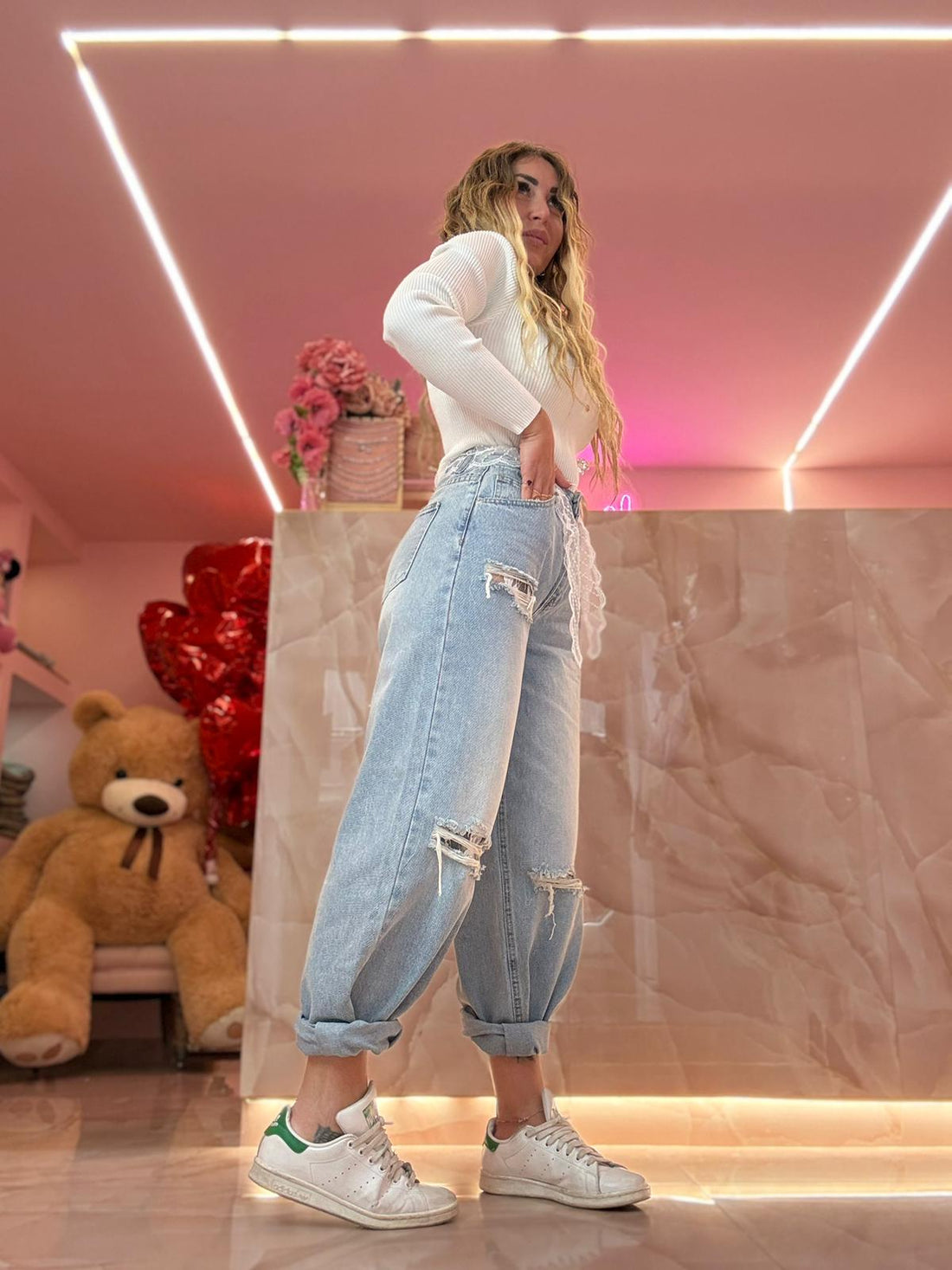 Jeans Balloon Strappi Merletto ♥