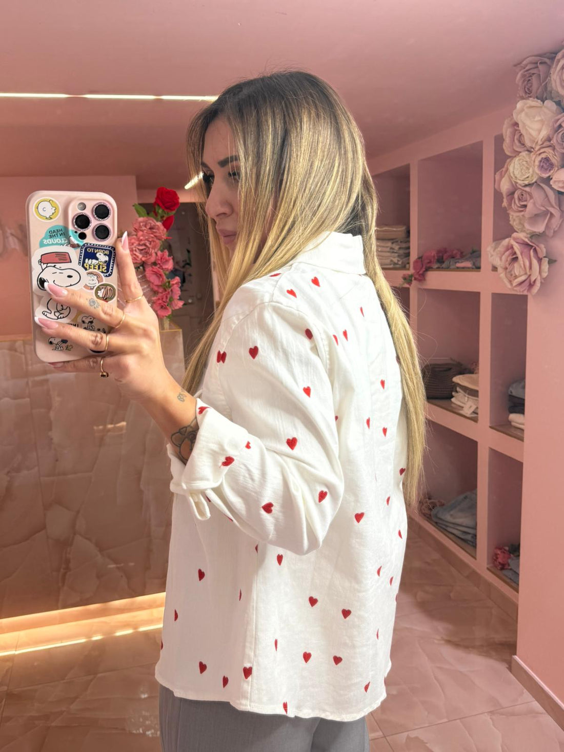 Camicia in Jeans Bianca Cuoricini ♥