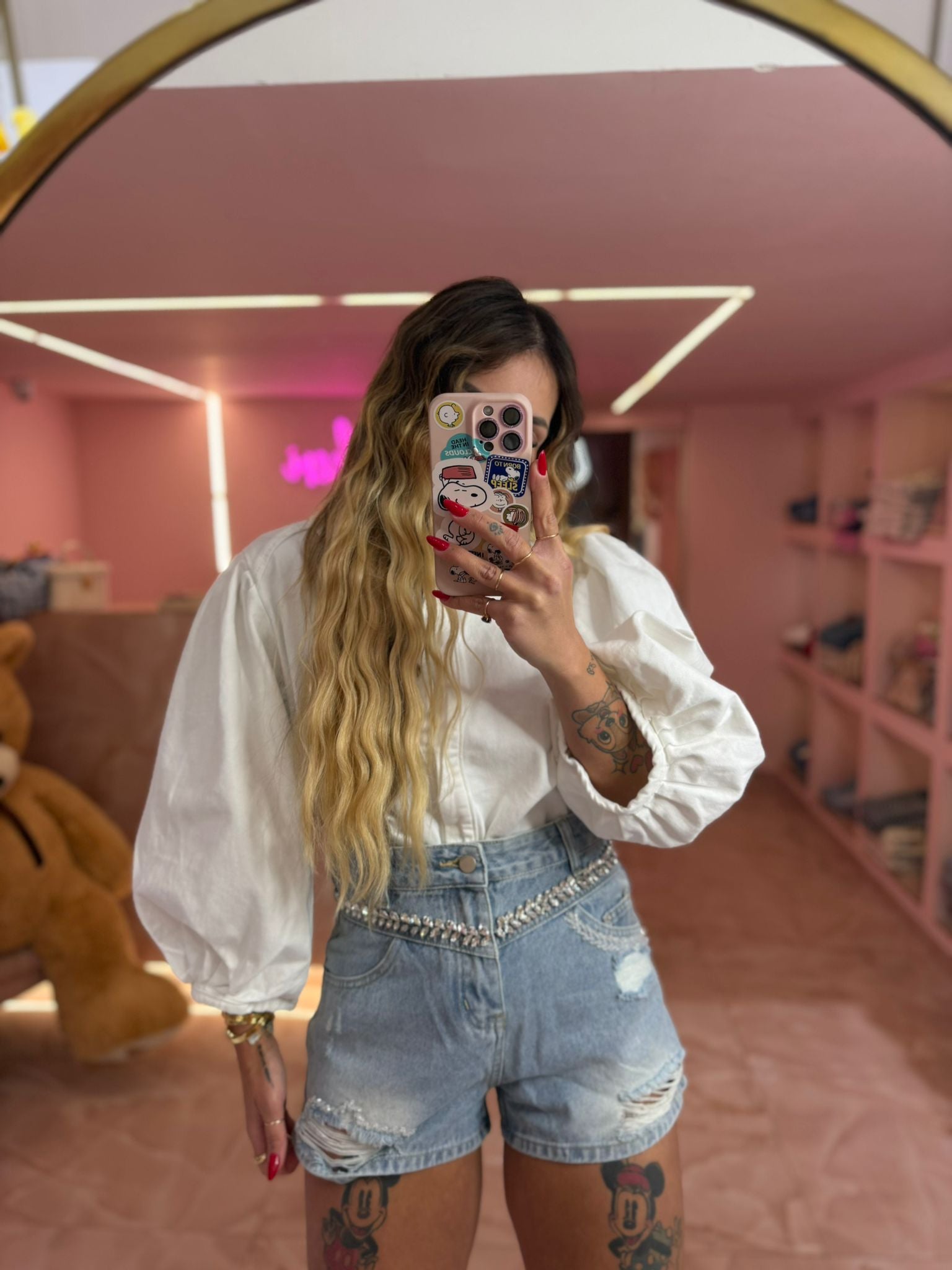 La Camicia Di Jeans Balloon Bianca ♥