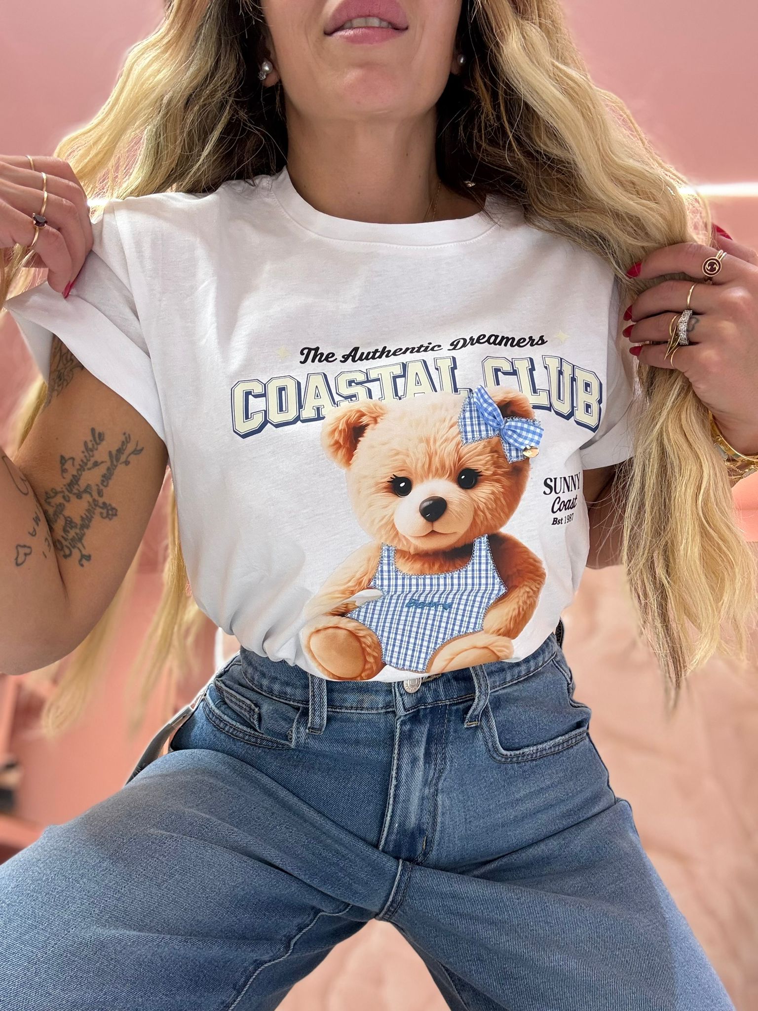 Shirt Teddy Quadretti Bianca ♥