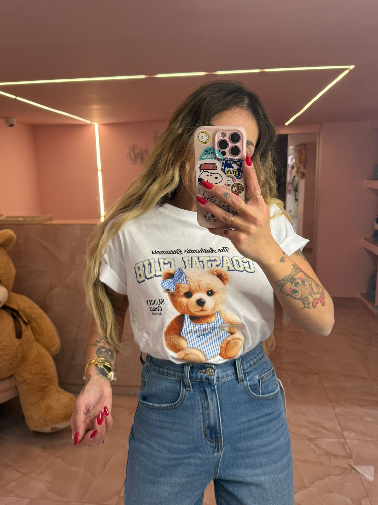 Shirt Teddy Quadretti Bianca ♥