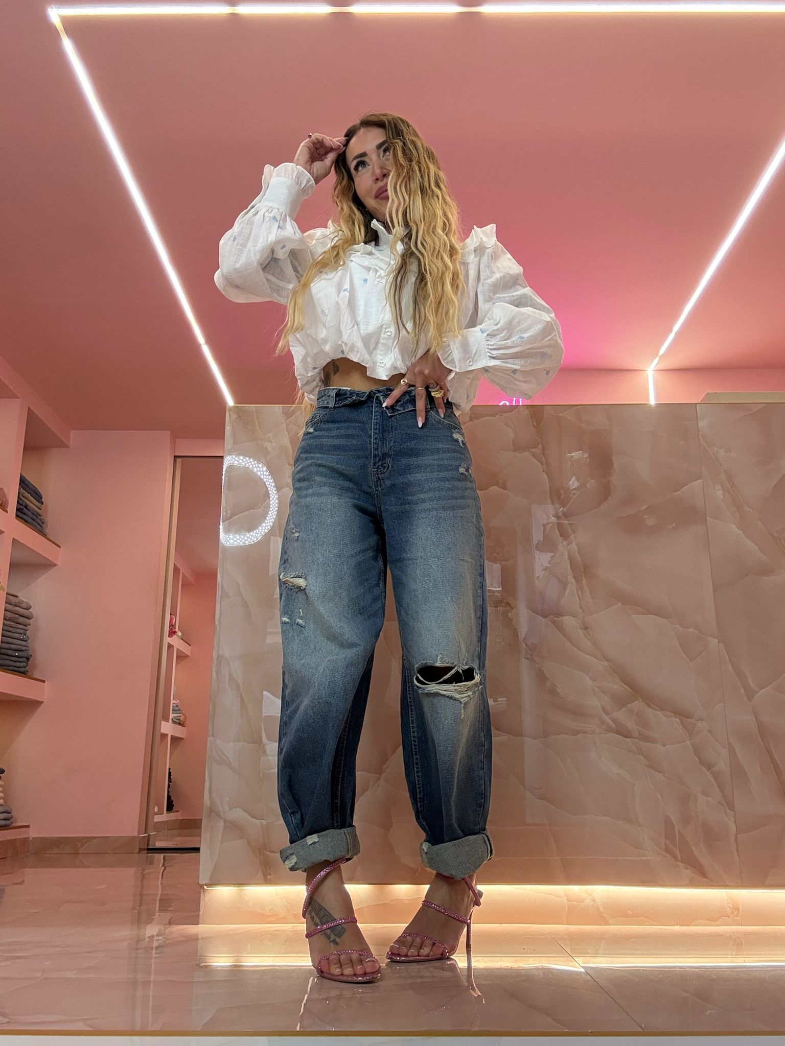 Jeans Denim Strappi & Risvolto ♥