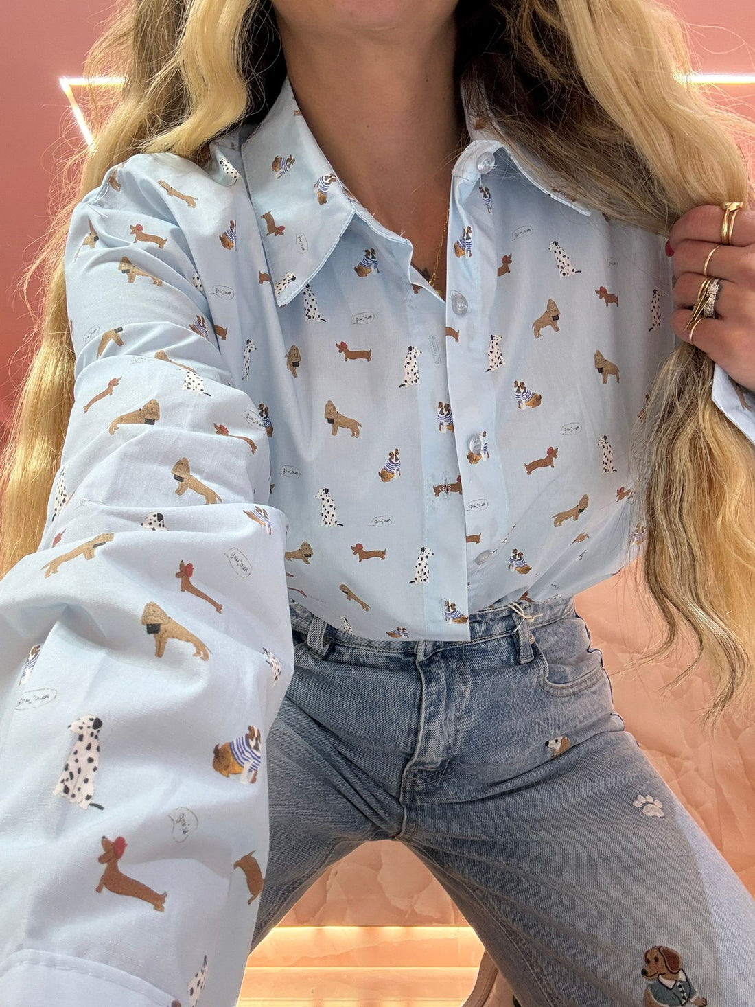 Camicia Bassotti Pois Base Polvere ♥