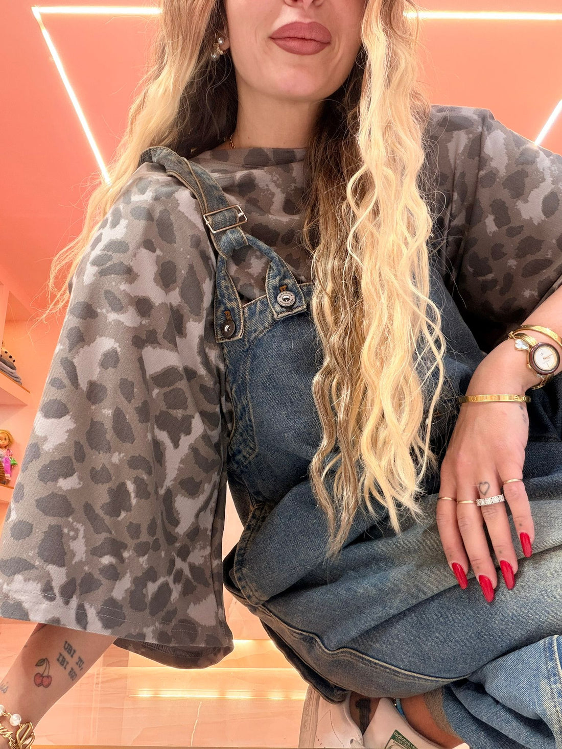 Shirt Maxi Spallina TreQuarti Maculo Grigia ♥