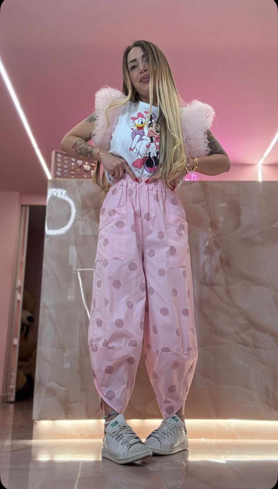 Pantalone Aladin Pois Rosa ♥