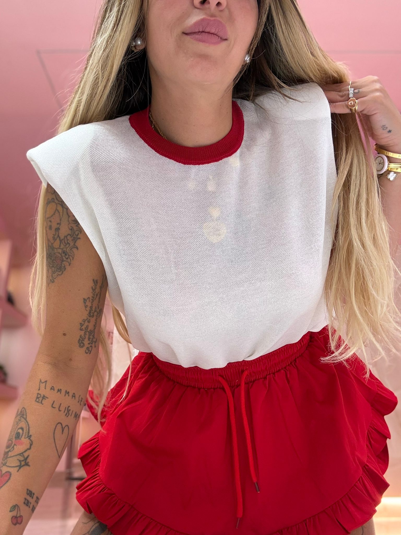 Maglia Filo Bordino Rosso ♥