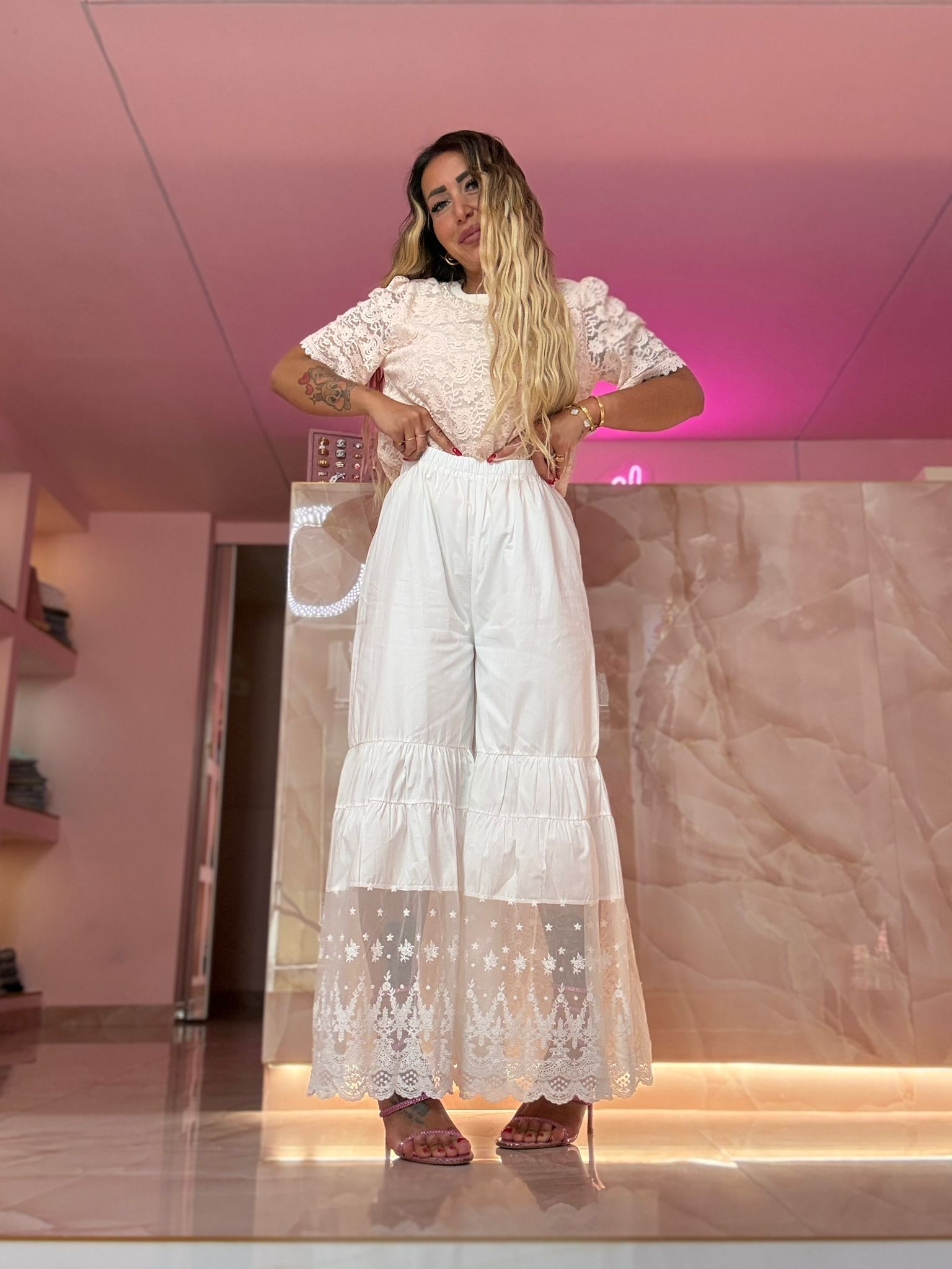 Pantalone Bianco Pizzo & Amore ♥
