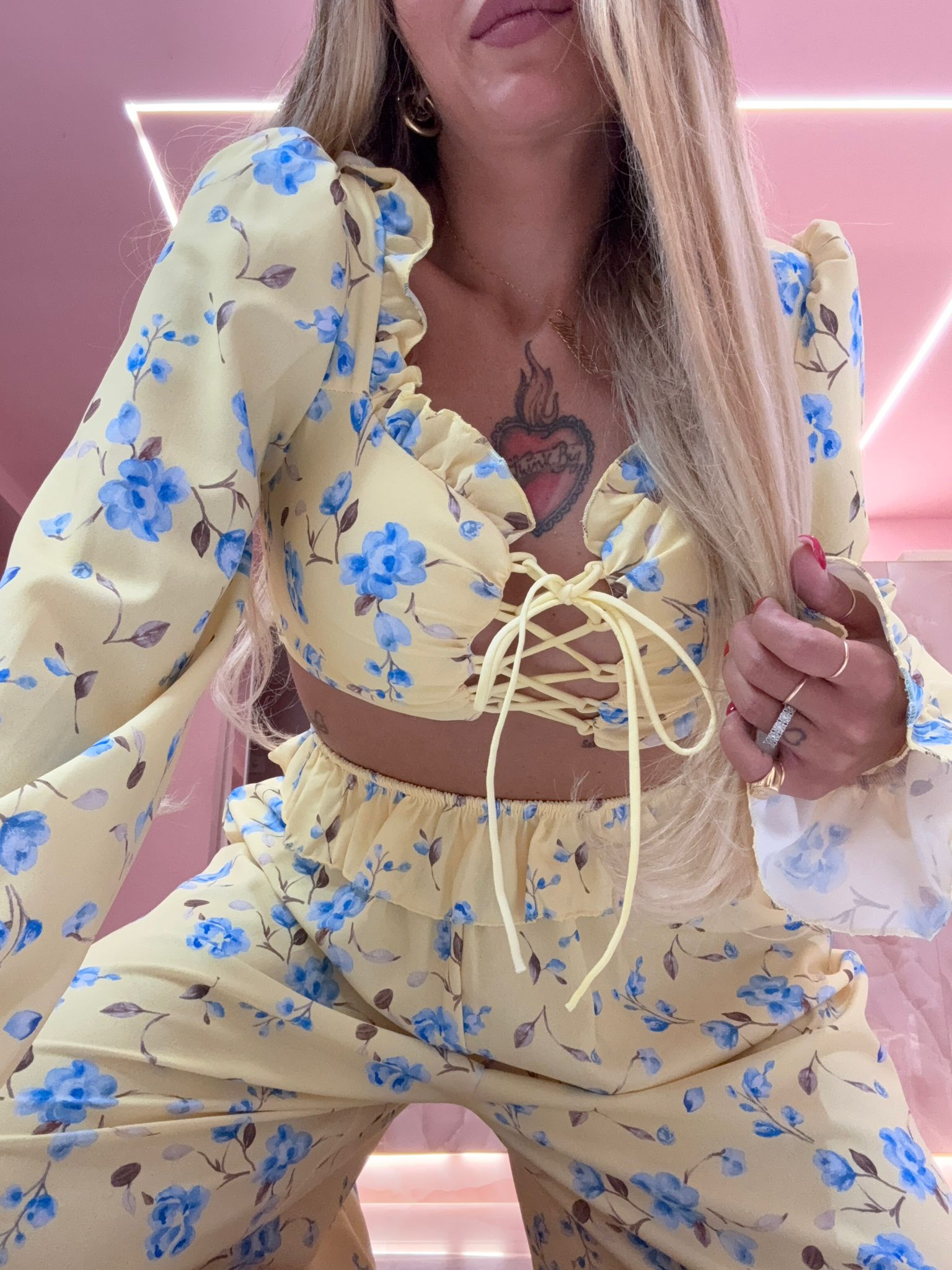 Coordinato Stringhe Giallo FIORITE ♥