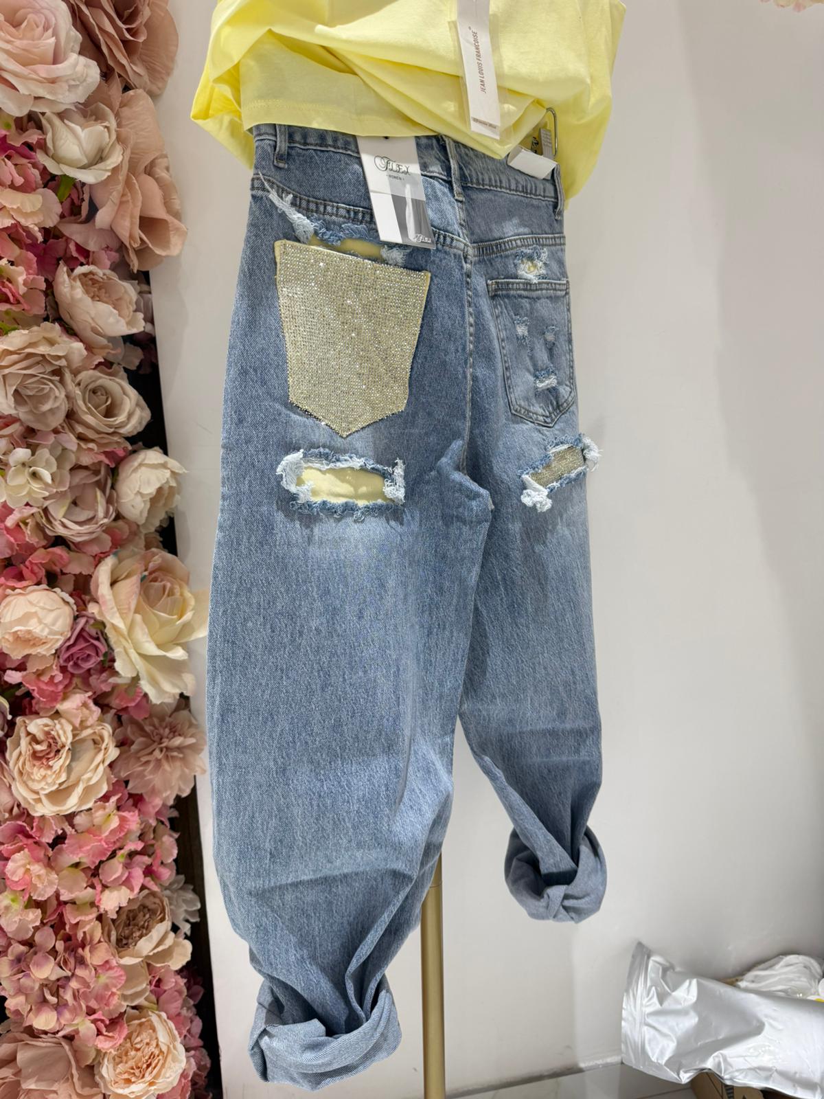Jeans Strappi Giallo ♥