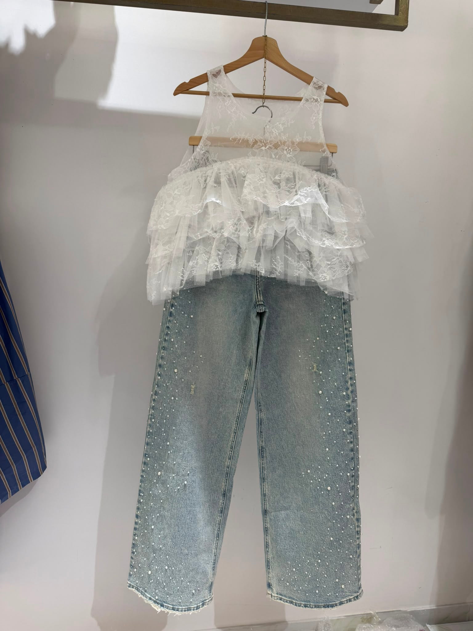 JEANS PERLE E STRASS LATERALE