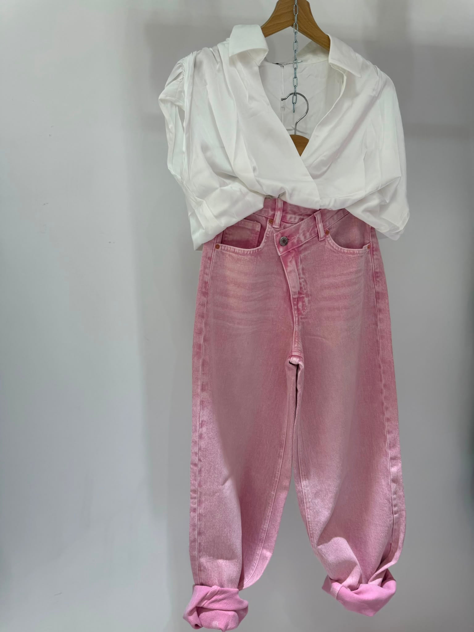 Jeans Asimmetrico Mood Zara Rosa ♥