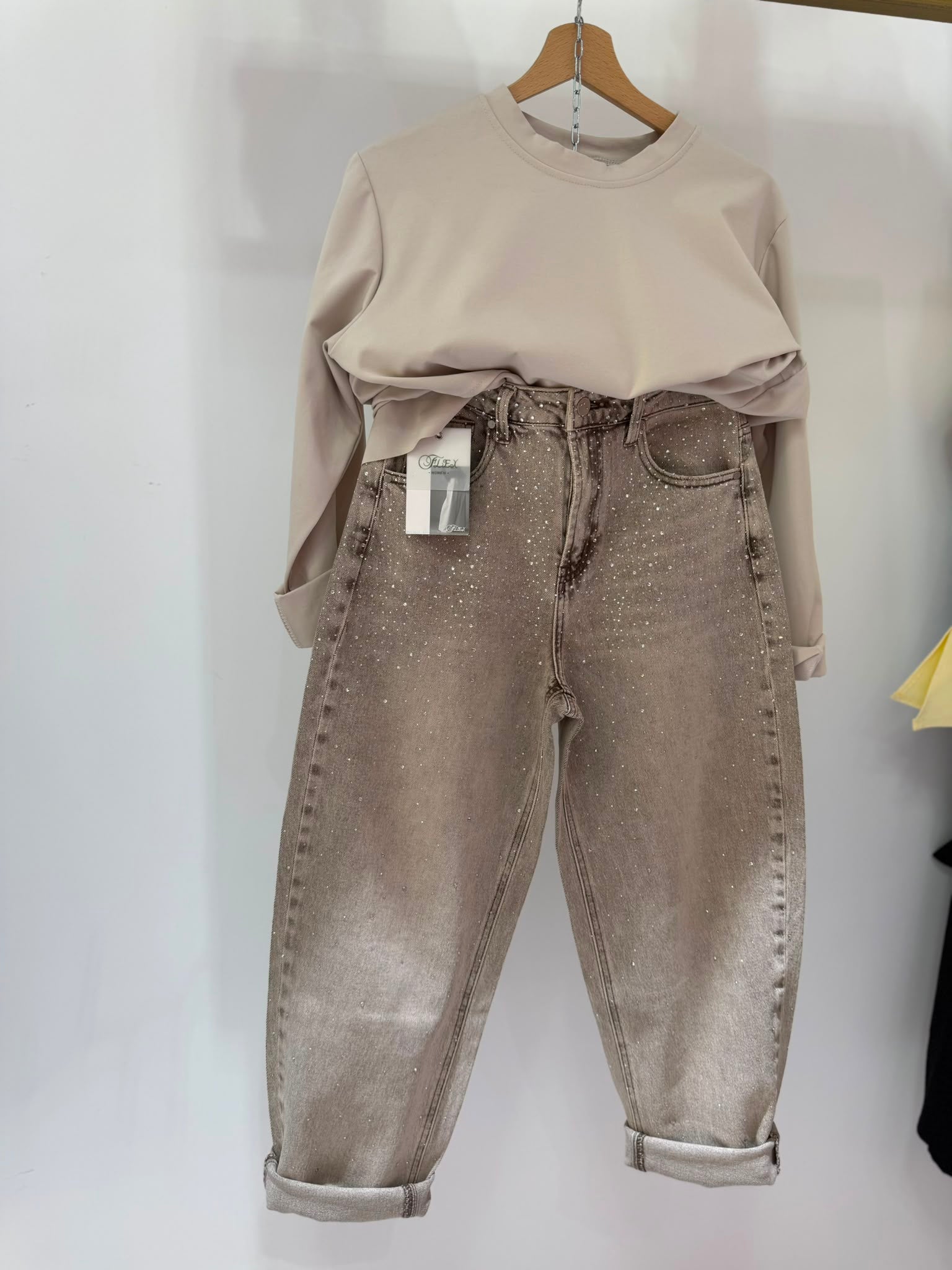 Jeans Soft Light Glitter Beige ♥