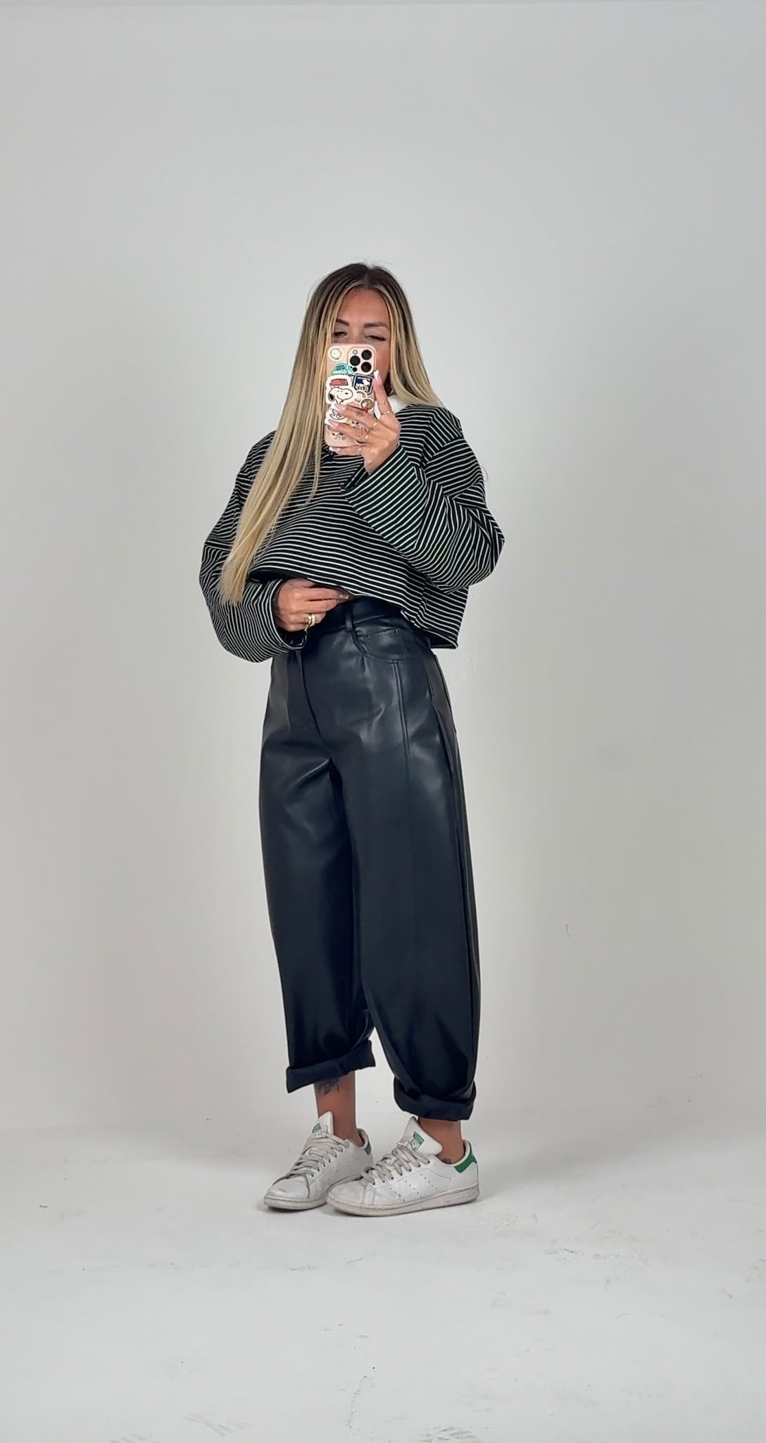 Pantaloni Autumn Check Ecopelle Nero ♥