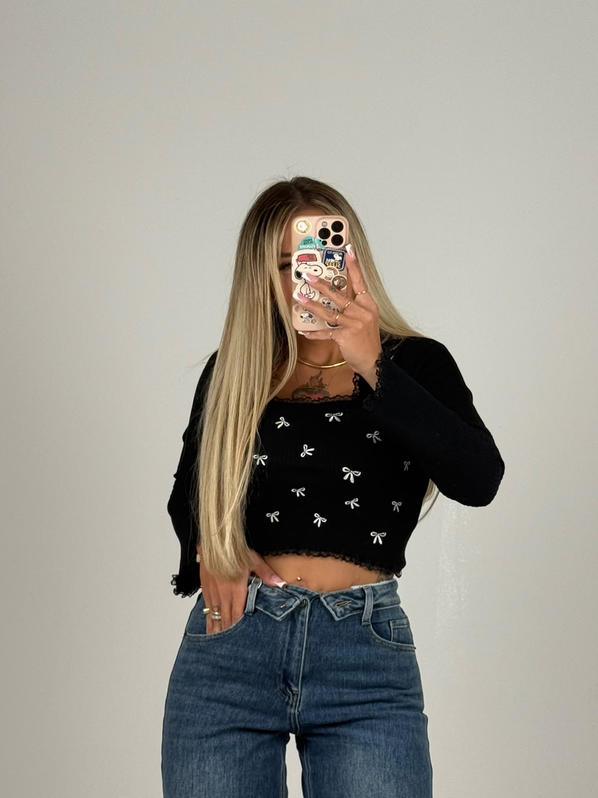 Maglia Fiocchetti a Coste Nera ♥