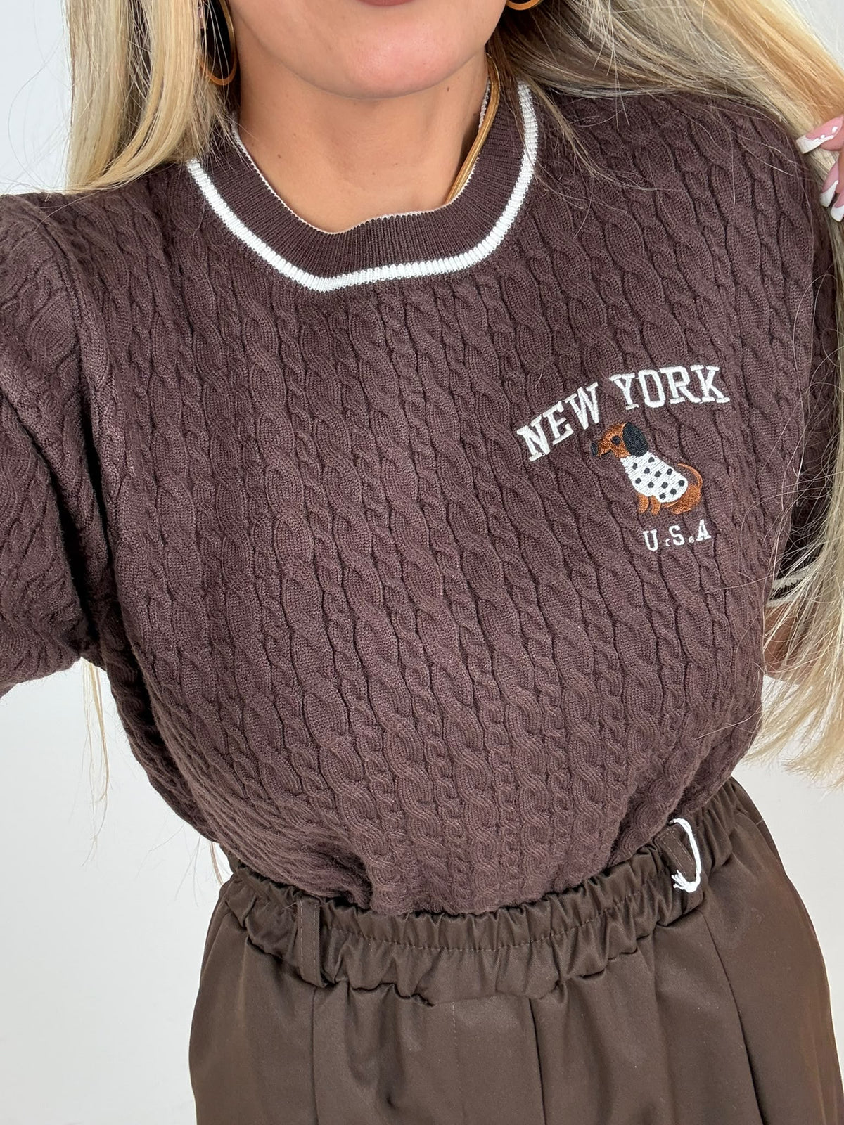 Maglia Filo Treccine Bau Base Marrò ♥