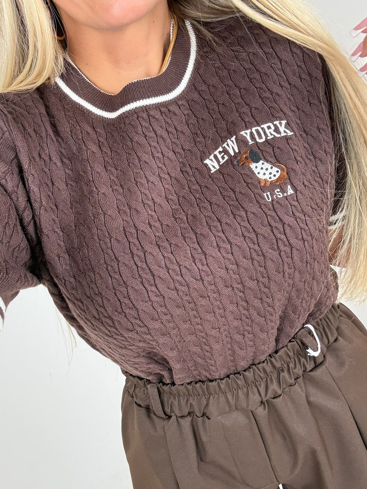 Maglia Filo Treccine Bau Base Marrò ♥