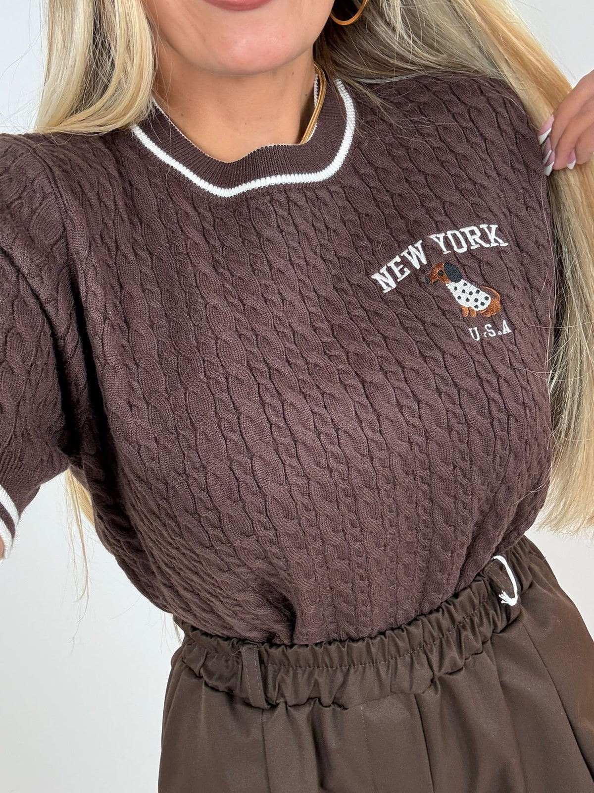 Maglia Filo Treccine Bau Base Marrò ♥