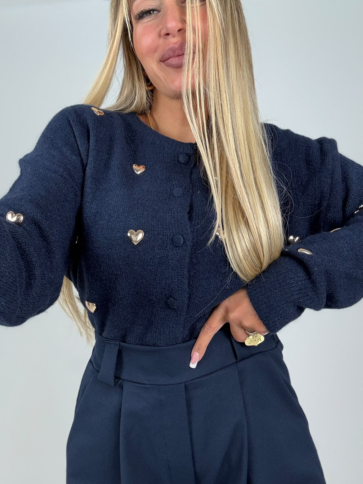Cardigan Maglioncino Cuoricini Borchietta ♥