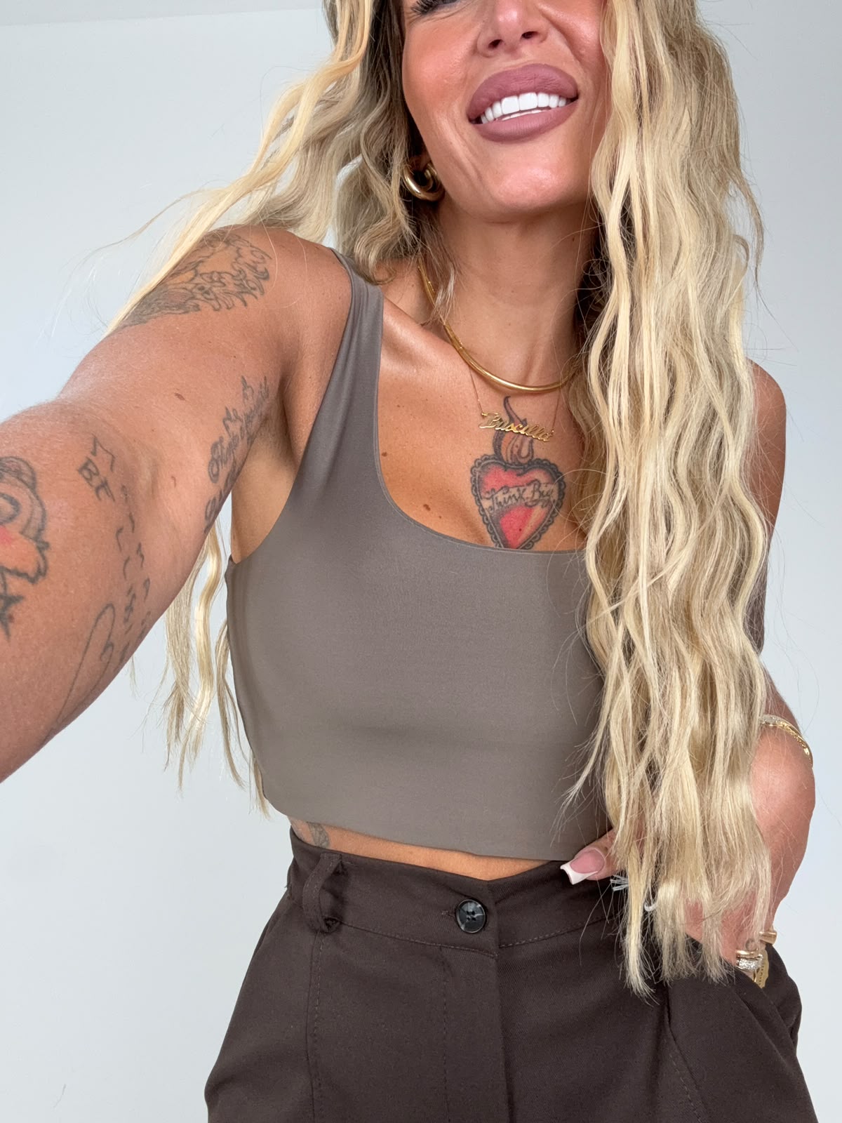 Canotta Crop Lycra Taupe ♥