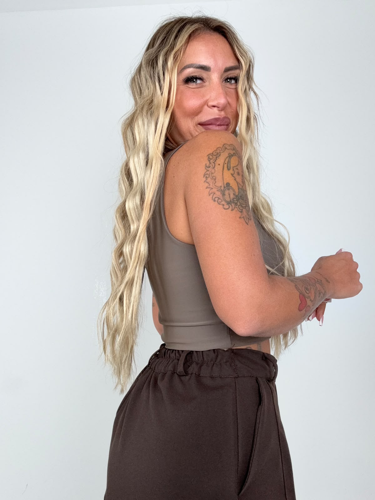 Canotta Crop Lycra Taupe ♥