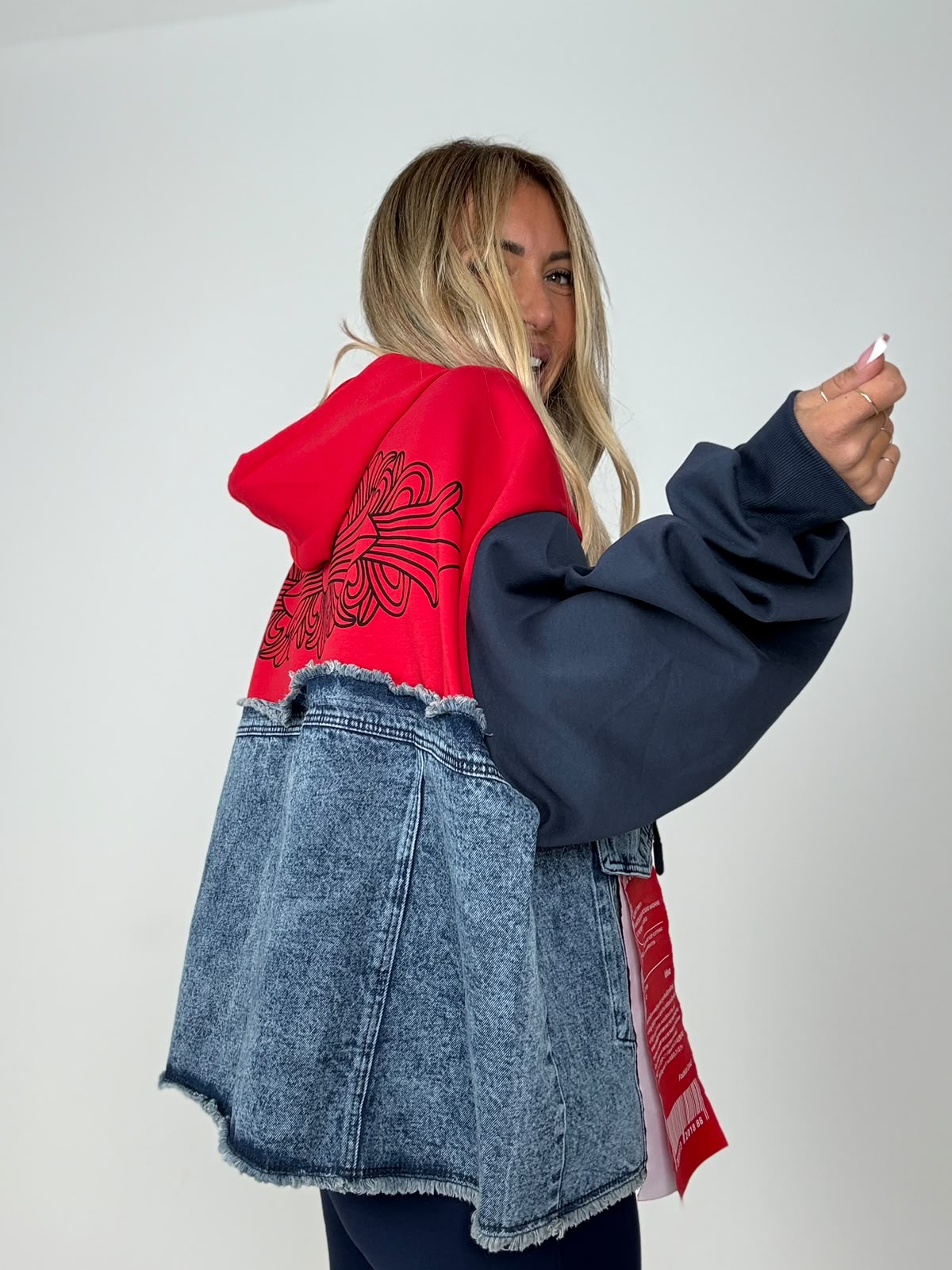 Felpa LondonStreet Denim & Rosso ♥