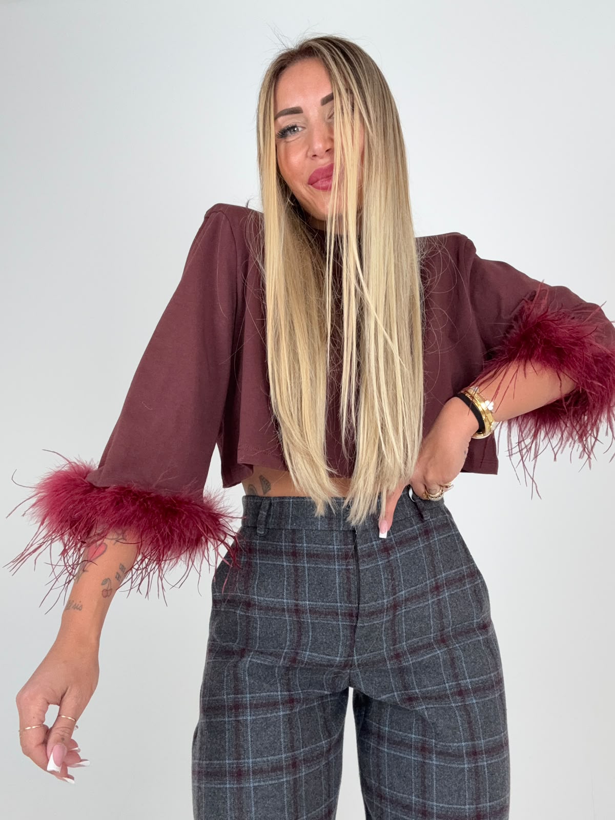 Maglia Piumè Crop Bordoux ♥