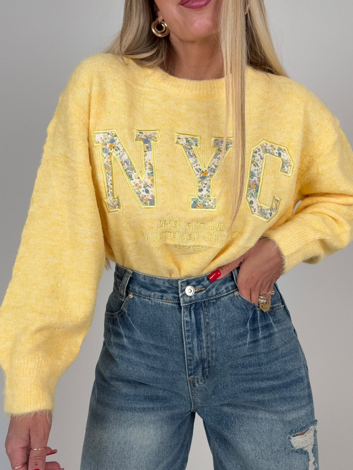 Maglioncino NewYork Flower Giallo ♥