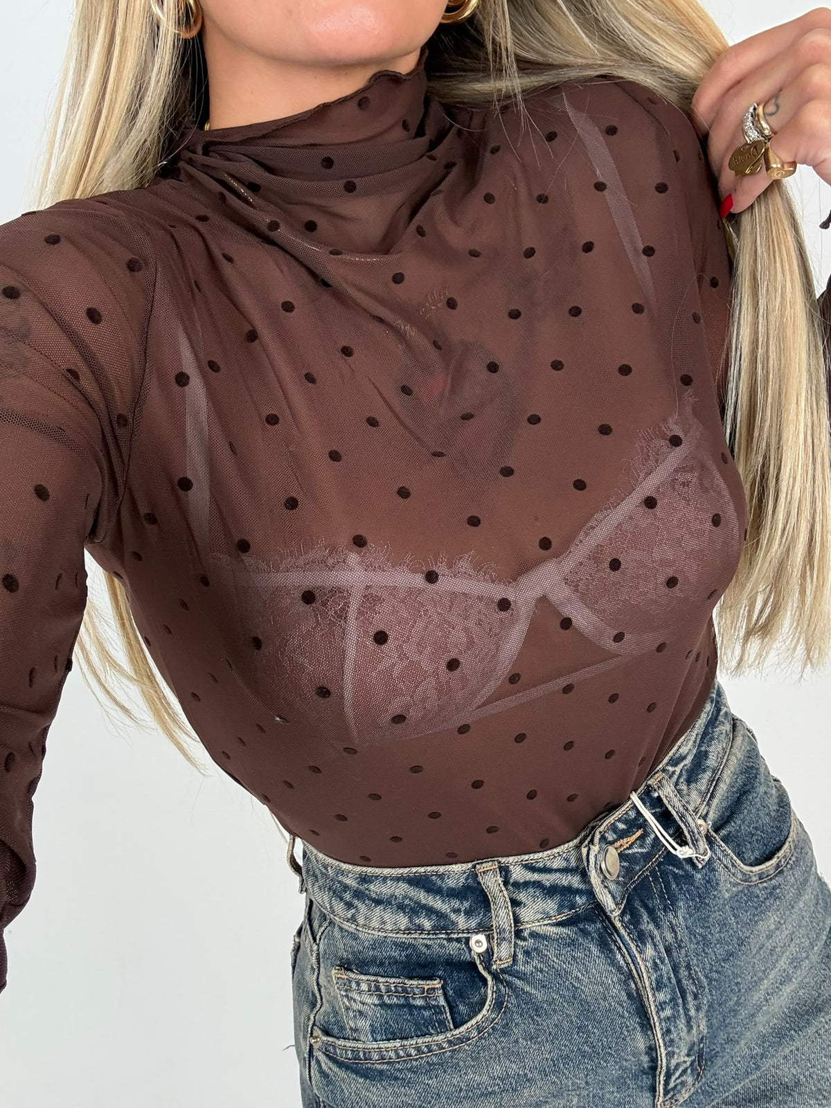 Maglia Velo Pois Base Marrò ♥