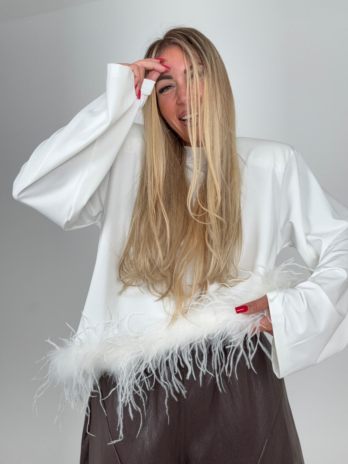 Maglia Asimmetrica Piumè Bianca ♥