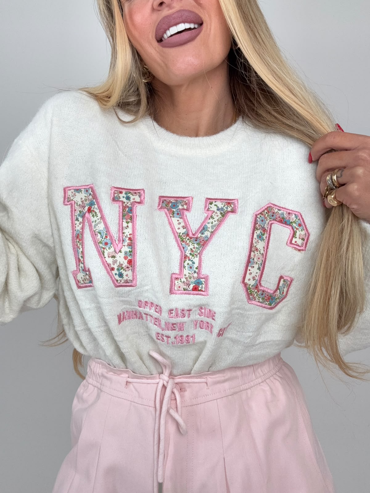 Maglioncino NewYork Flower Bianco ♥