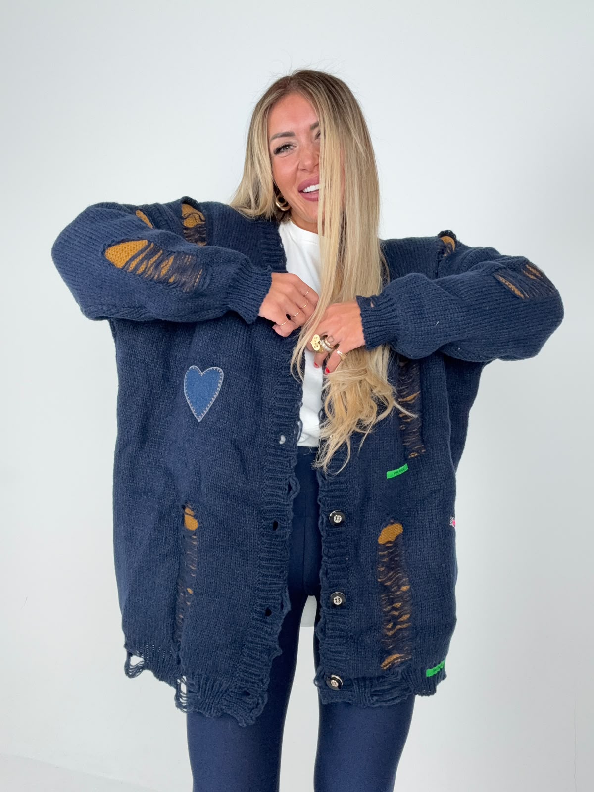 Cappottino Cardigan Heart Denim Blu ♥