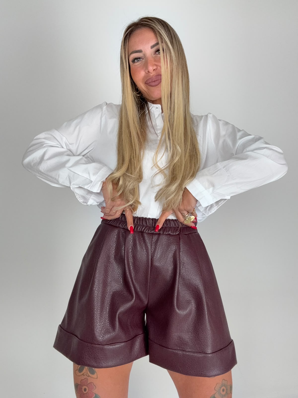 Pantaloncini Dudu Ecopelle Bordeaux ♥