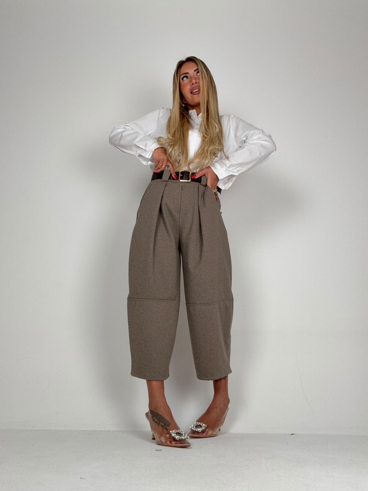 Pantalone Benjamin Spina Di Pesce Beige ♥