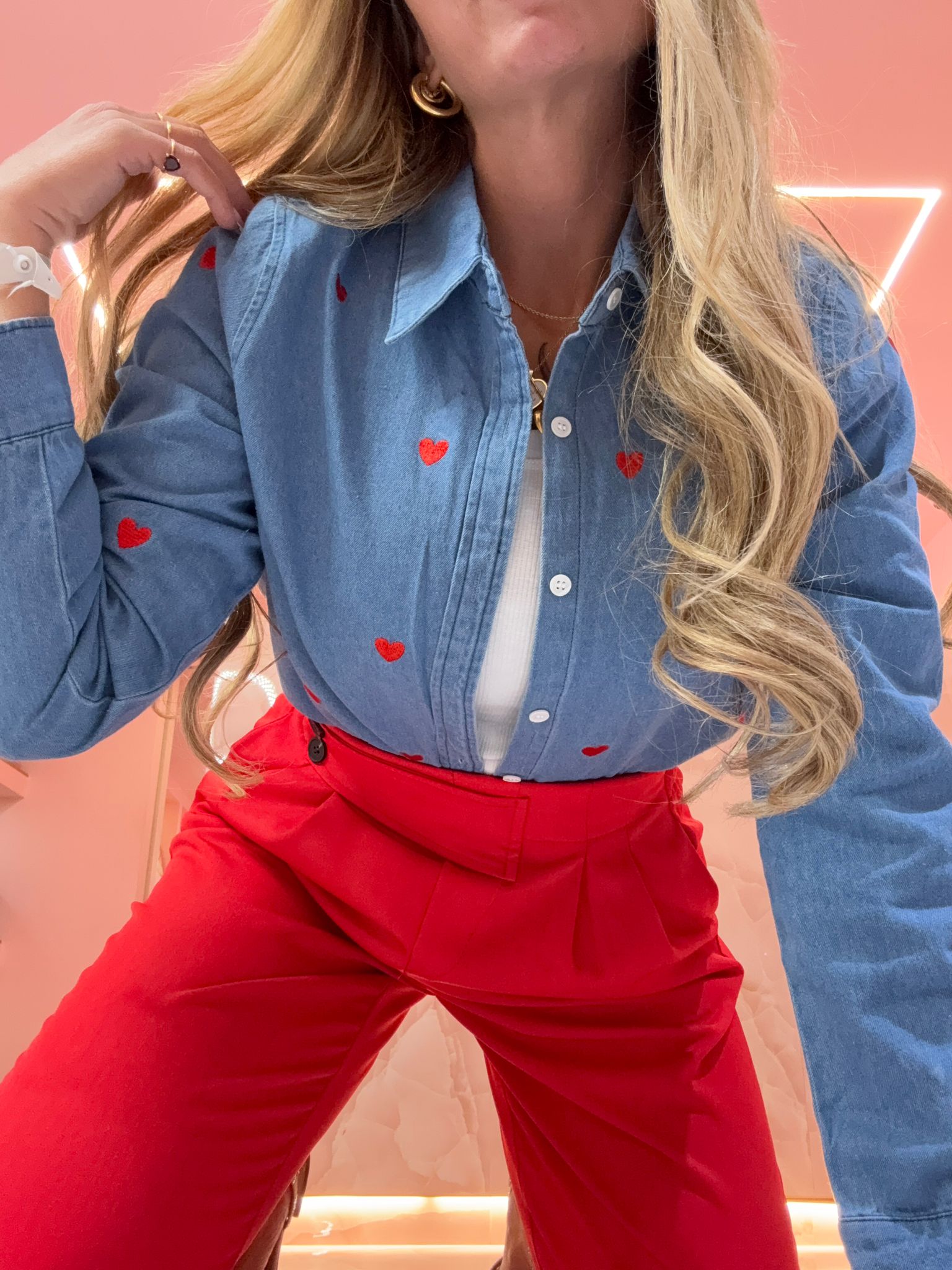Camicia In Jeans Cuoricini ♥