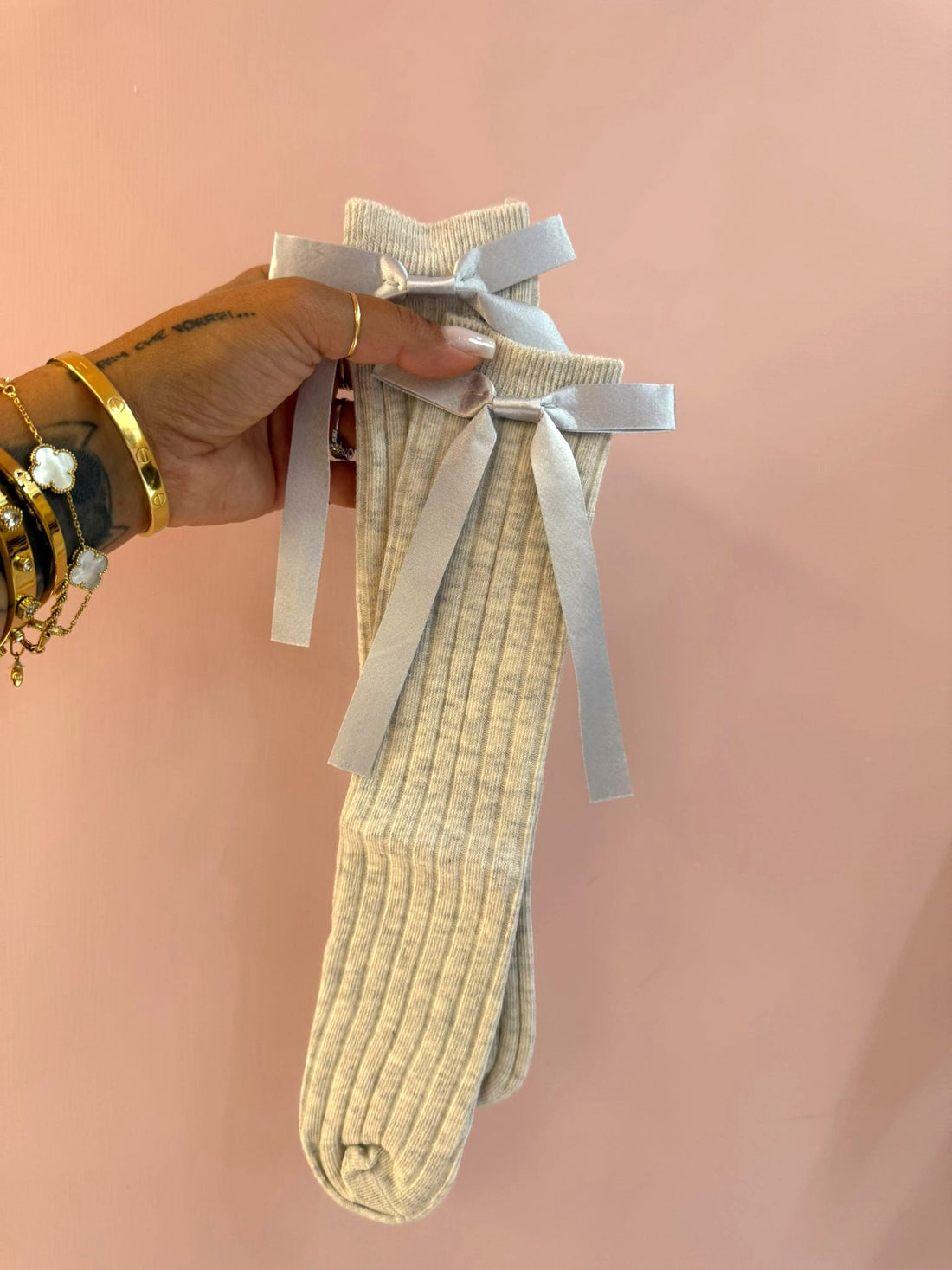 Calzini a costine Fiocco Unico Grigi ♥