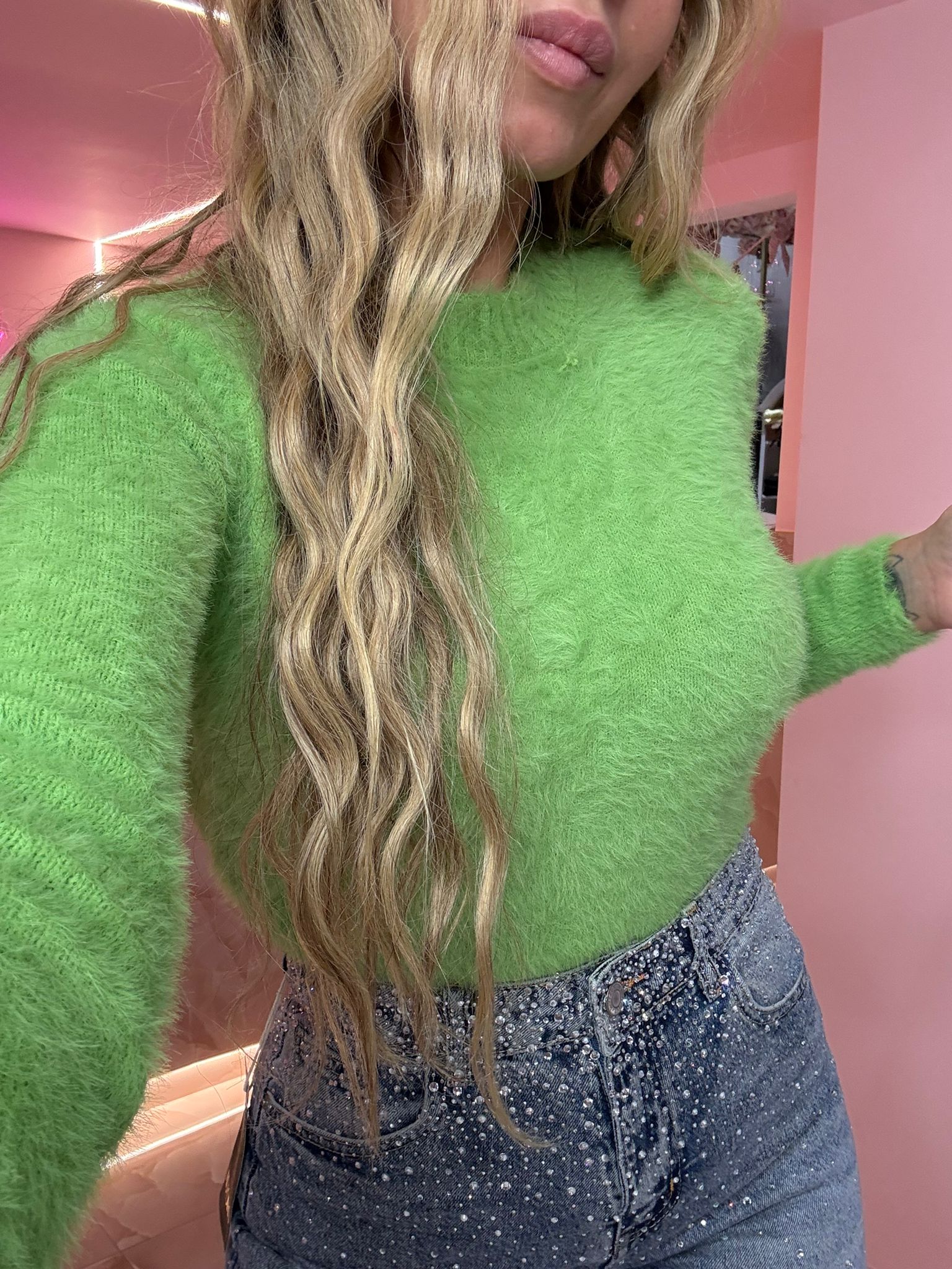 Maglioncino Pelosetto Verde Acido ♡