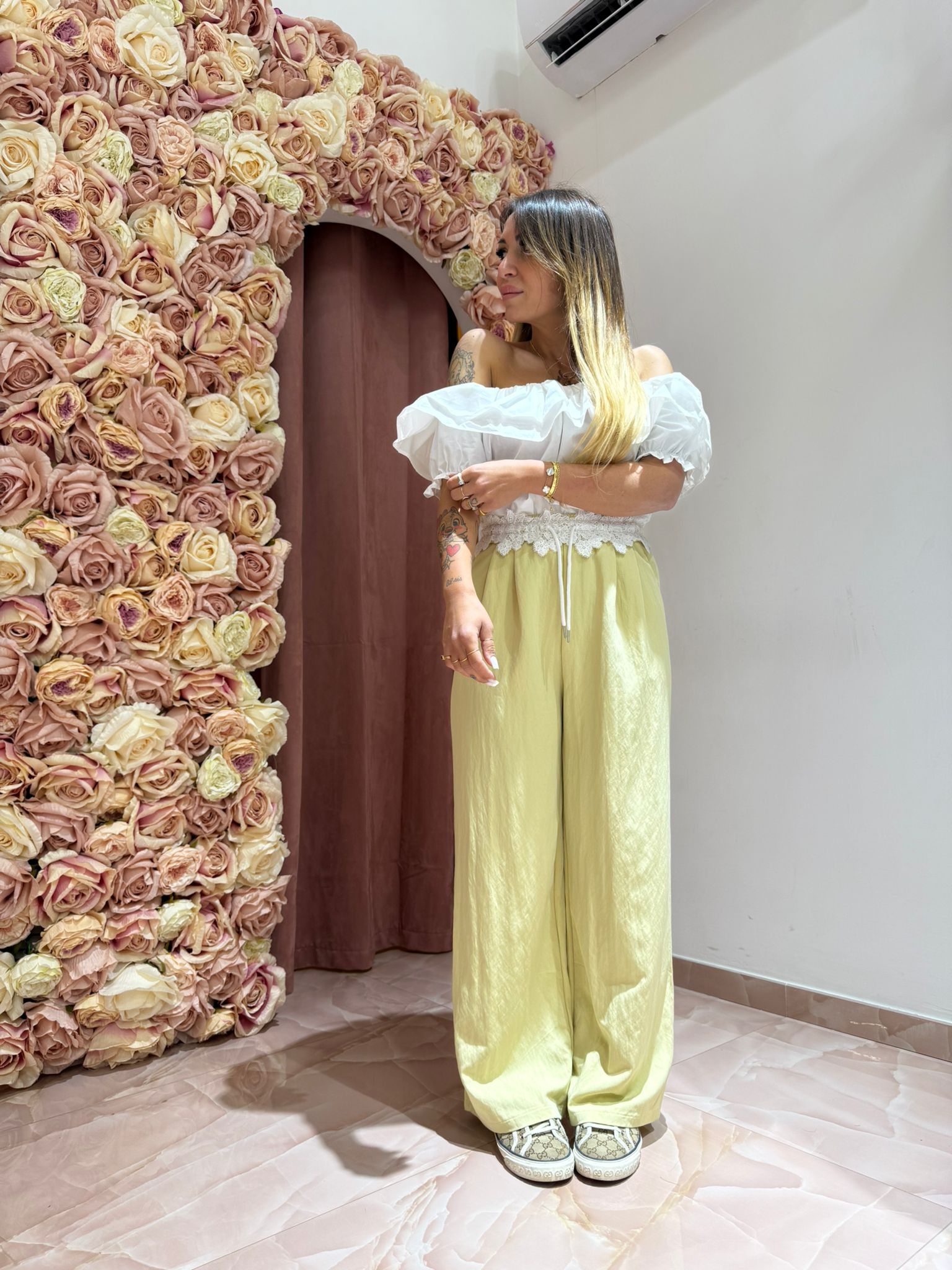 Pantalone Bustino Pizzo In Giallo ♥