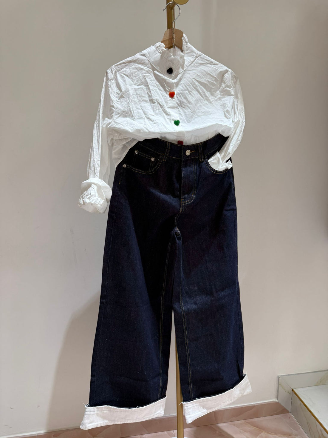 Jeans Risvolto Bianco ♥