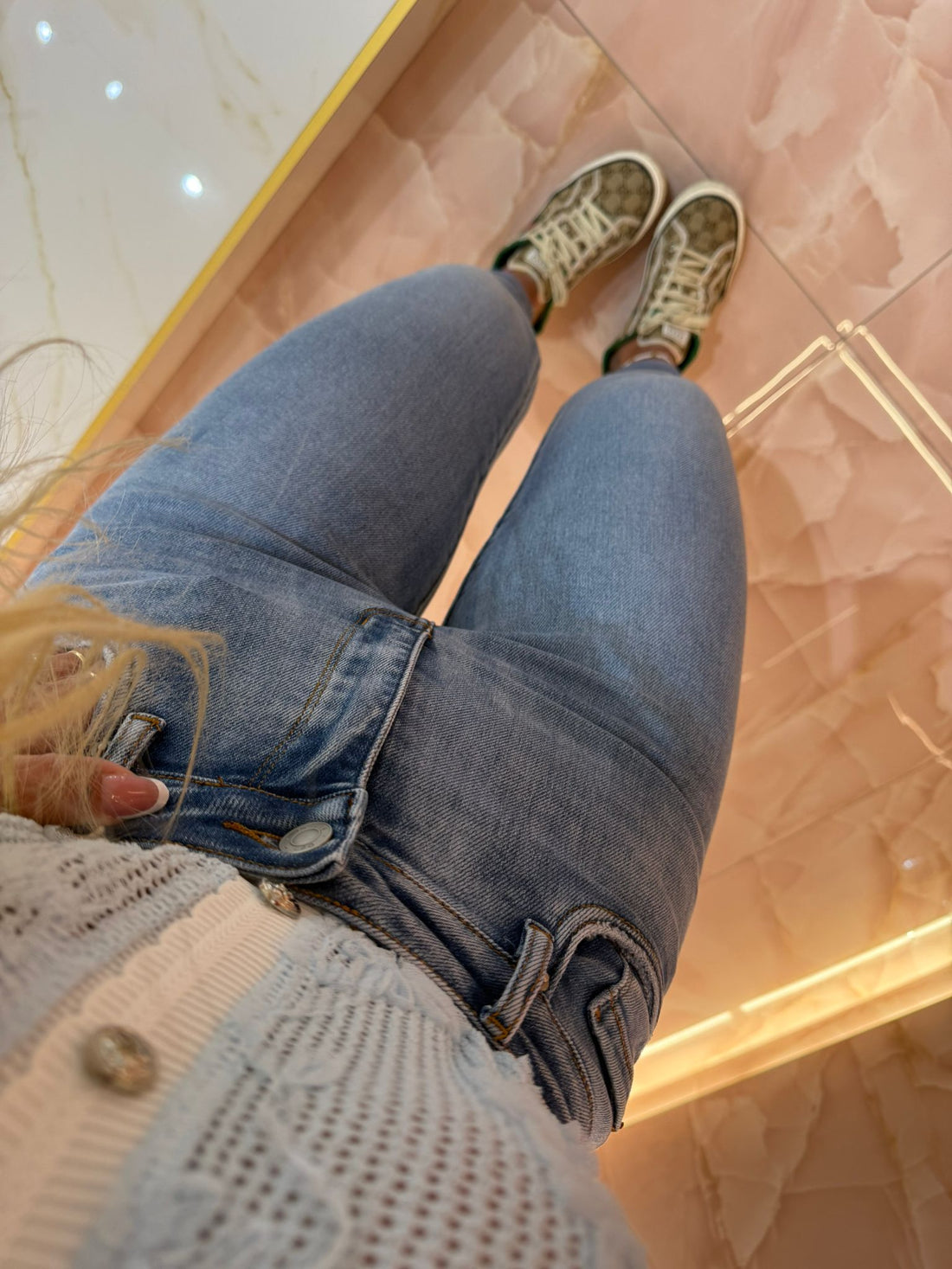 Jeans Skinny Chiaro Bustino Vita ♥