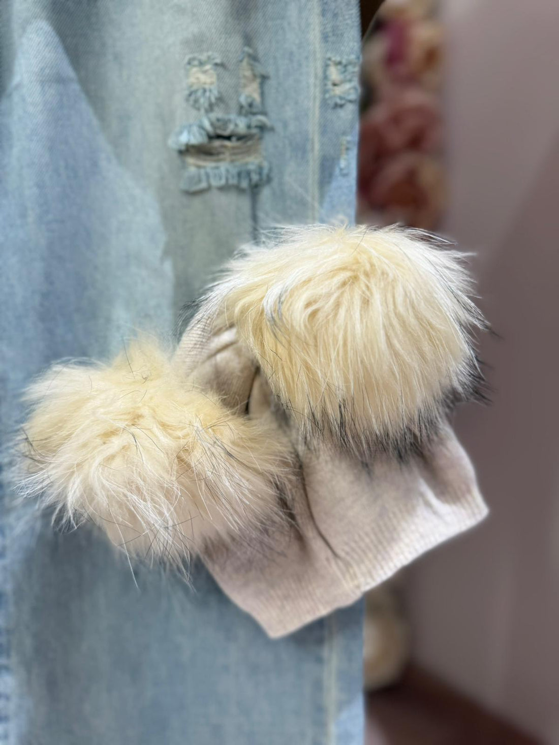 Cappellino Doppio Pon Pon Beige ♥