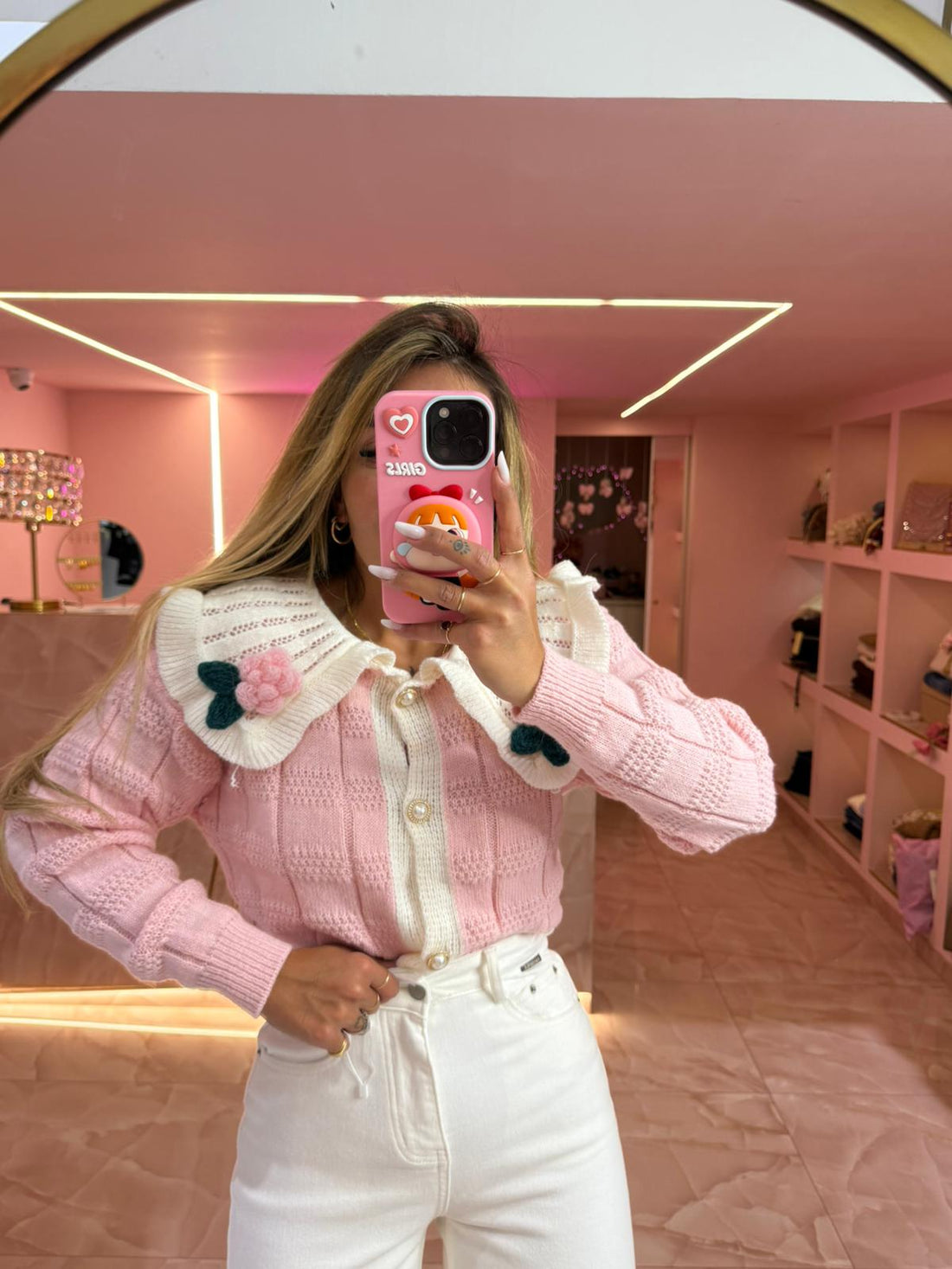 Maglioncino Cardigan Collettone Rosa ♥