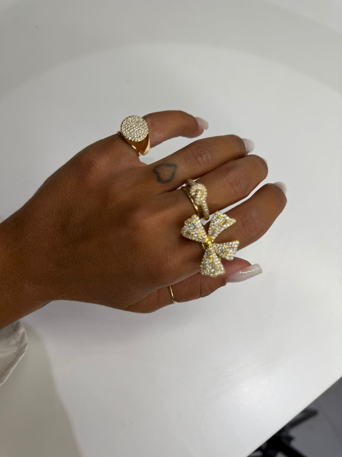 Anello Da Mignolo Strass Base Oro ♥